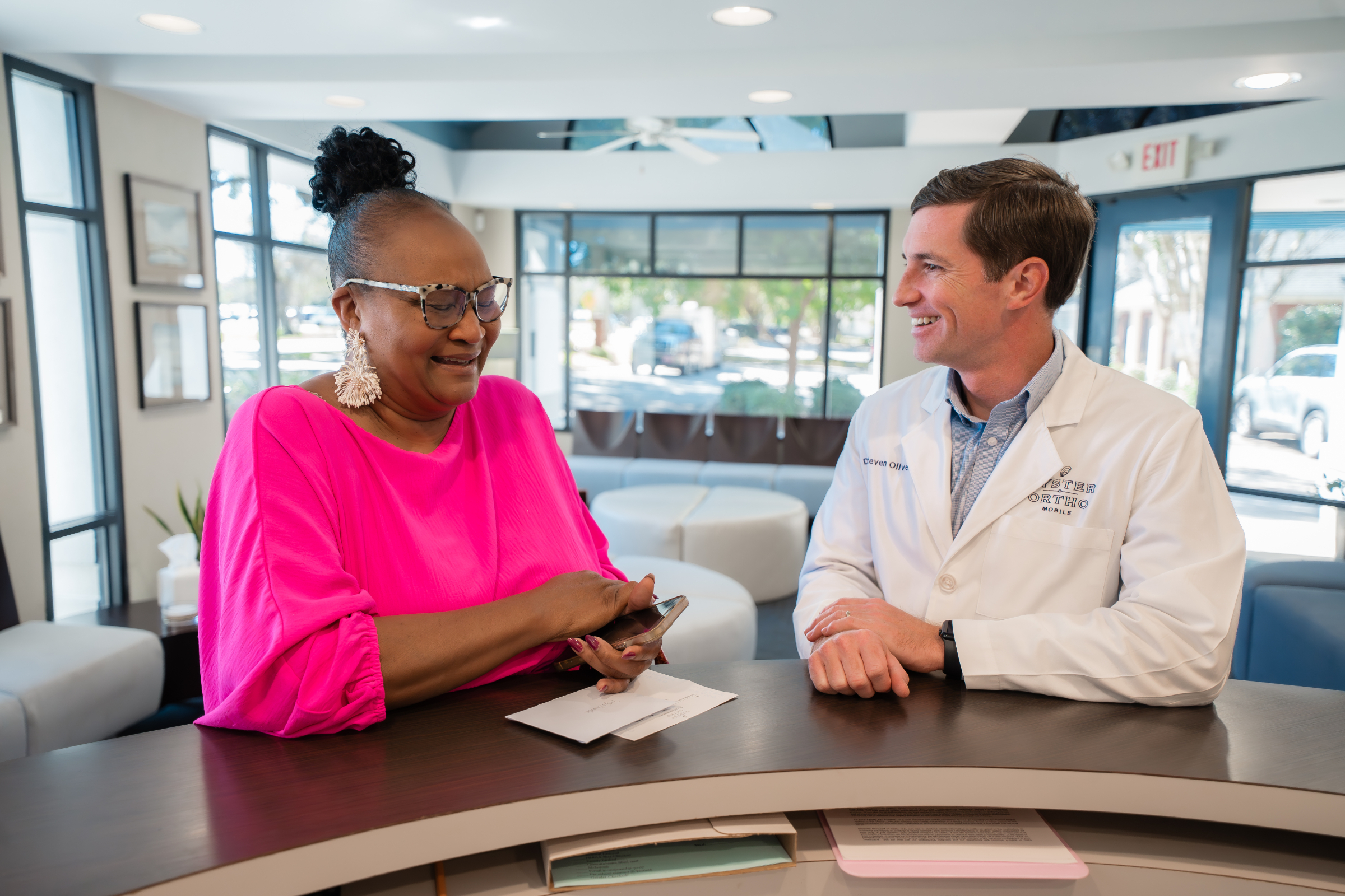 patient smiling with straight teeth